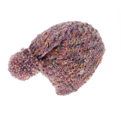 Bonnet Long pompon courchevel -Vieux-Rose Reference : 6169 | Chapellerie Traclet