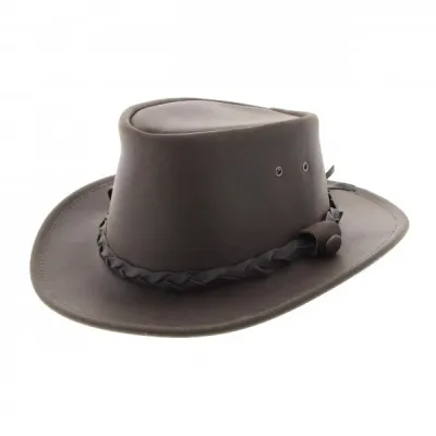 Chapeau Australien Highlander Cuir UPF50+ Marron - Jacaru  Reference : 572 | Chapellerie Traclet