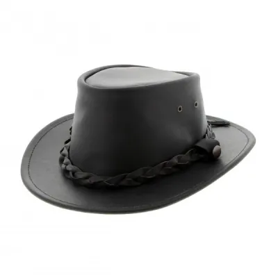 Australian Highlander Leather Hat UPF50+ Black - Jacaru Reference: 4557 | Traclet Hat Shop
