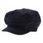 Navy Velvet Newsboy Cap - Traclet
