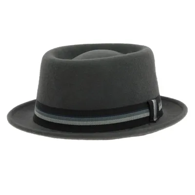 Chapeau Porkpie Crooner - Anthracite - Aussie Apparel Reference : 6274 | Chapellerie Traclet