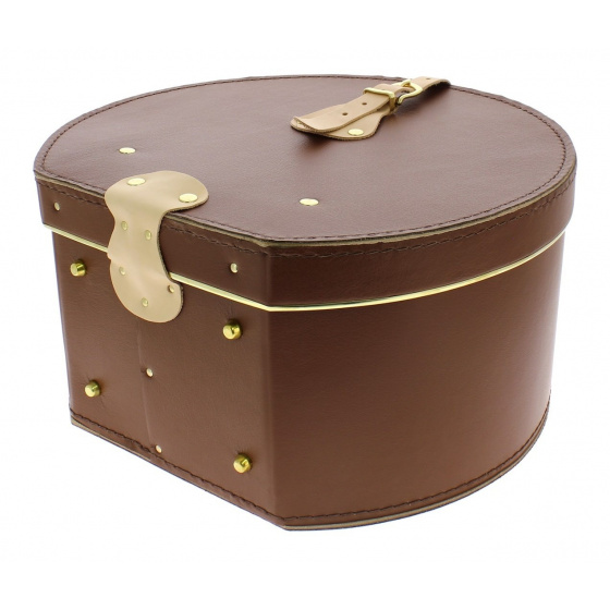 Brown leather hat box - Traclet