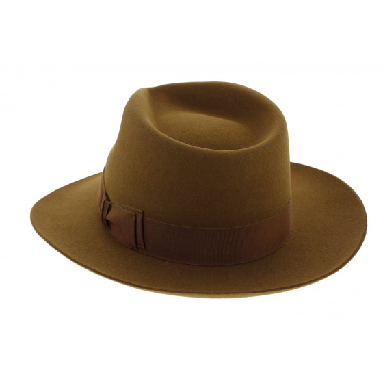 Camel Rabbit Fur Felt Fedora Hat - Traclet Camel Rabbit Fur Felt Fedora Hat - Traclet