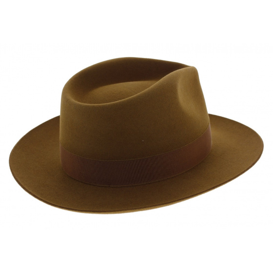 Camel Rabbit Fur Felt Fedora Hat - Traclet Camel Rabbit Fur Felt Fedora Hat - Traclet