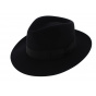 Black Rabbit Fur Felt Fedora Hat - Traclet