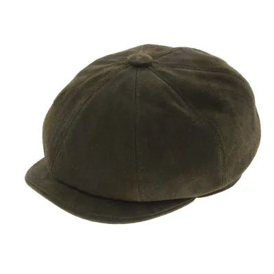 Casquette hatteras Newsboy cuir olive - Aussie Apparel Reference : 6404 | Chapellerie Traclet