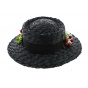 Black Synthetic Straw Mary Poppins Hat - Traclet