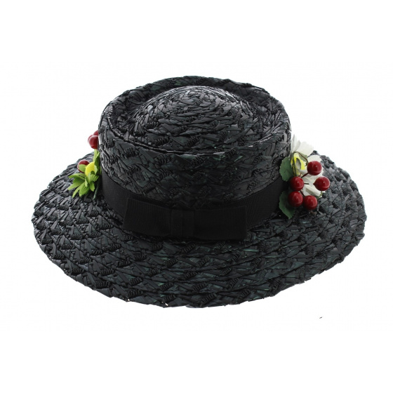 Mary Poppins Black Synthetic Straw Hat - Traclet