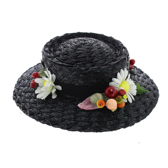 Mary Poppins Black Synthetic Straw Hat - Traclet