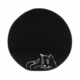 Embroidered Beret - Cat