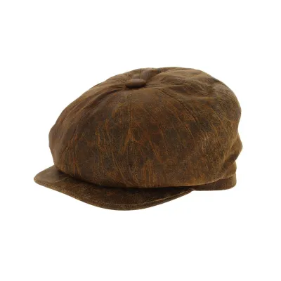 Casquette Newsboy Cuir Marron - Aussie Apparel Reference : 6466 | Chapellerie Traclet