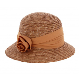 Copper straw cloche hat