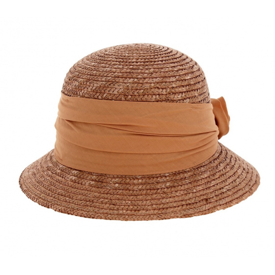 Copper straw cloche hat