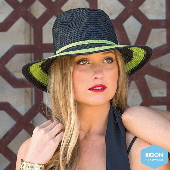 Traveller Hat Penelope Natural Fibers Black/Green - Rigon Headwear