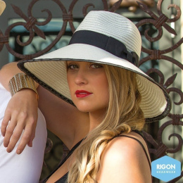 White Priscilla Wide Brim Hat Polyester - Rigon Headwear