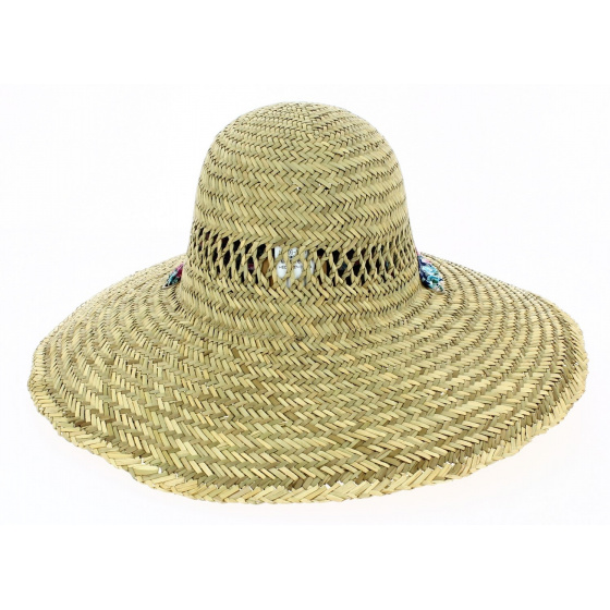 Natural Straw Navy Tropical Capeline - Dorfman Pacific