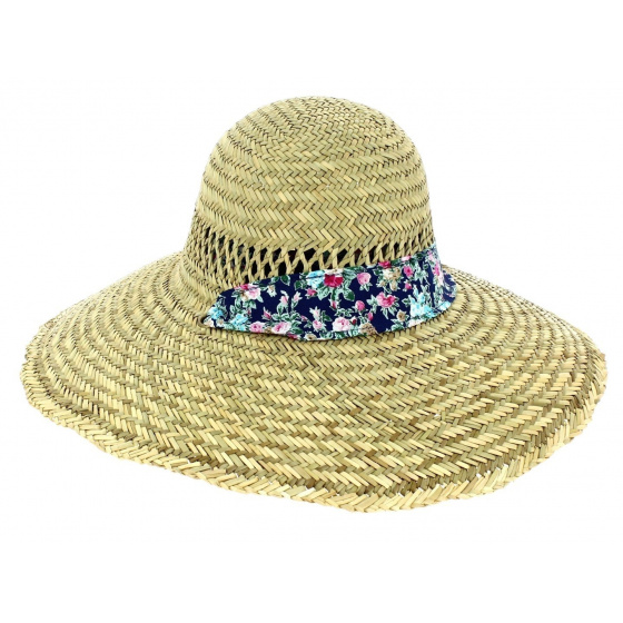 Natural Straw Navy Tropical Capeline - Dorfman Pacific