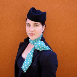 Navy Blue Flight Attendant Pillbox Hat