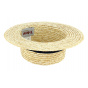 Children's Natural Straw Boater Hat Navy-Blue - Traclet