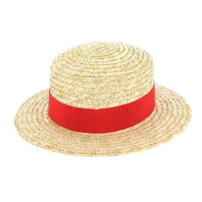 Canotier Enfant Paille Naturelle Rouge - Traclet Reference : 6589 | Chapellerie Traclet