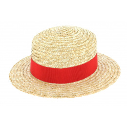 Children's straw boater Natural Red - Traclet