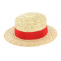 Children's straw boater Natural Red - Traclet