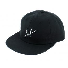 Black Cotton Strapback Script Cap - Huf