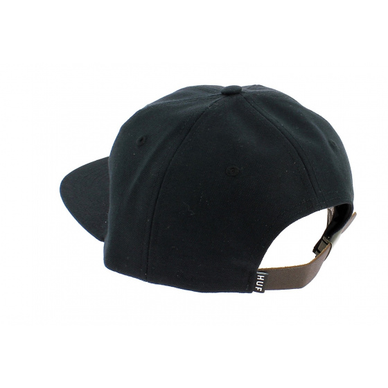 Black Cotton Strapback Script Cap - Huf