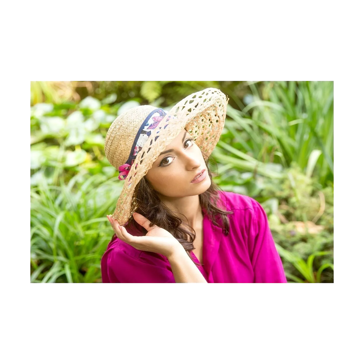 Chapeau paille capeline Esthete Rose & Orange Reference : 6614 | Chapellerie Traclet