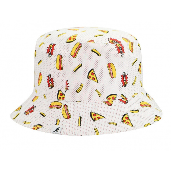 White Food Bucket Reversible Hat - Kangol