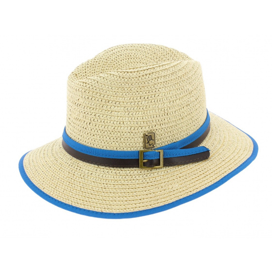Chapeau Traveller Hodge Paille Papier Bleu - Herman Headwear