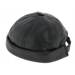 Bonnet Biker cuir noir - Bullet style Seven Jocker