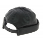 Black leather biker hat - Bullet style Seven Jocker