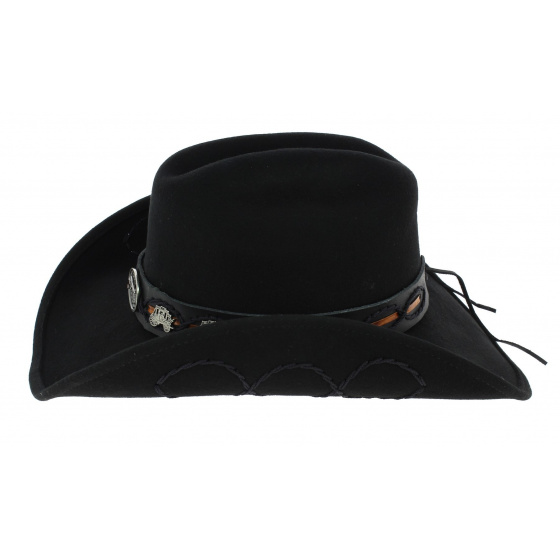Chapeau de Cowboy Jesse Feutre Laine Noir - Bullhide