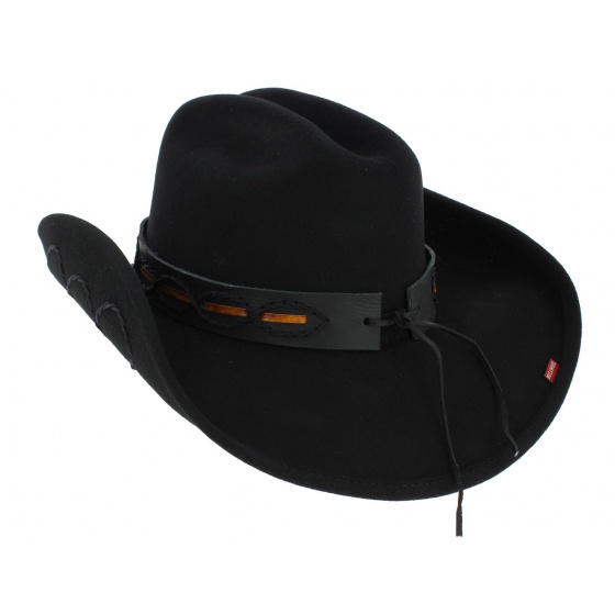 Jesse Black Wool Felt Cowboy Hat - Bullhide Jesse Black Wool Felt Cowboy Hat - Bullhide