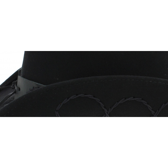 Chapeau de Cowboy Jesse Feutre Laine Noir - Bullhide