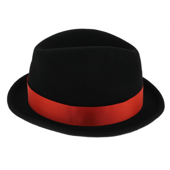 Black Foldable Wool Felt Dilinger Trilby Hat - Traclet