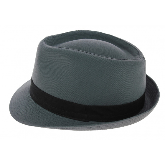 Chapeau Trilby Corleone Coton Bleu-Gris - Traclet Chapeau Trilby Corleone Coton Bleu-Gris - Traclet