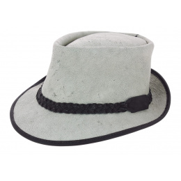 Grey Leather Fitzroy Trilby Hat - Traclet