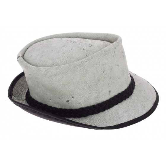 Chapeau Trilby Fitzroy Cuir Gris - Traclet