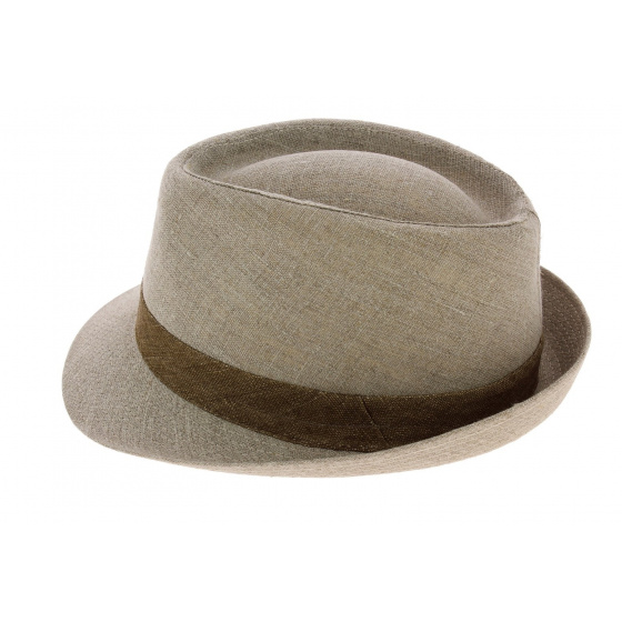 Monfortino Beige Linen Trilby Hat - Traclet