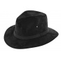 black leather traveller hat