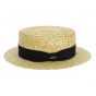 Double Thickness Natural Straw Boater UPF50+ - Fléchet