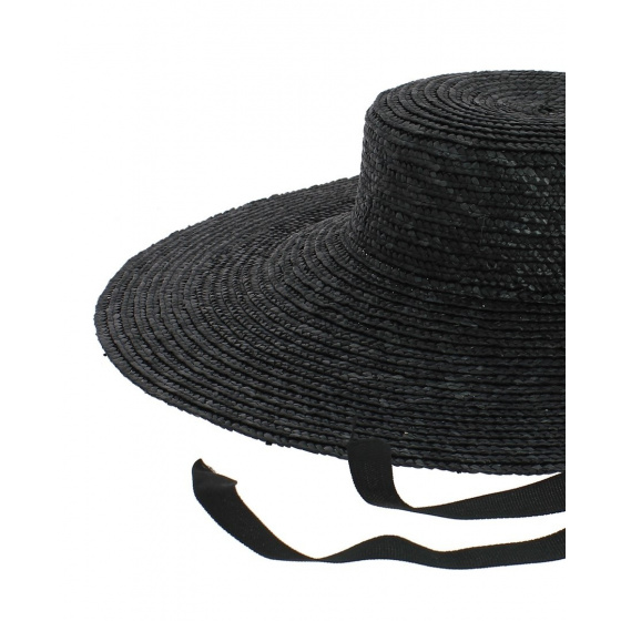 Black straw wide-brimmed hat - Saint-Tropez
