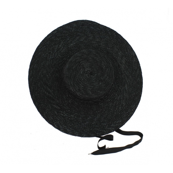 Black straw wide-brimmed hat - Saint-Tropez