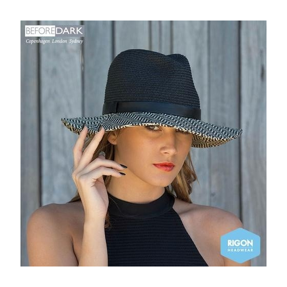 Giselle Two-Tone Natural Fiber Traveller Hat - Rigon Headwear