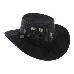 Black Foldaway Cooler Australian Hat - Barmah