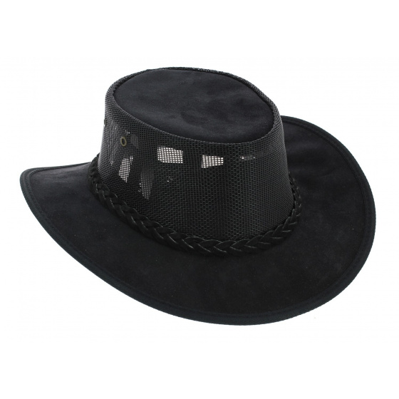 Black Foldaway Cooler Australian Hat - Barmah Black Foldaway Cooler Australian Hat - Barmah