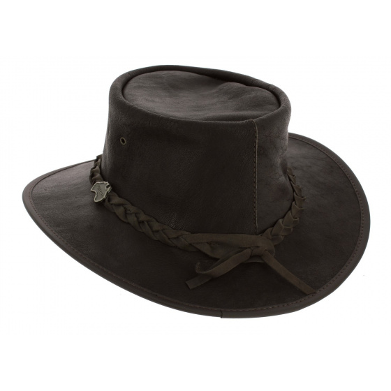 Brown Leather Traveller Hat - Ayers Rock