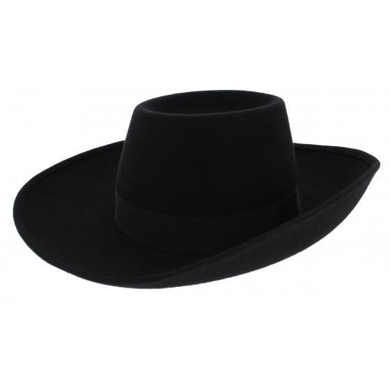 Black Felt Musketeer Hat - Traclet Black Felt Musketeer Hat - Traclet